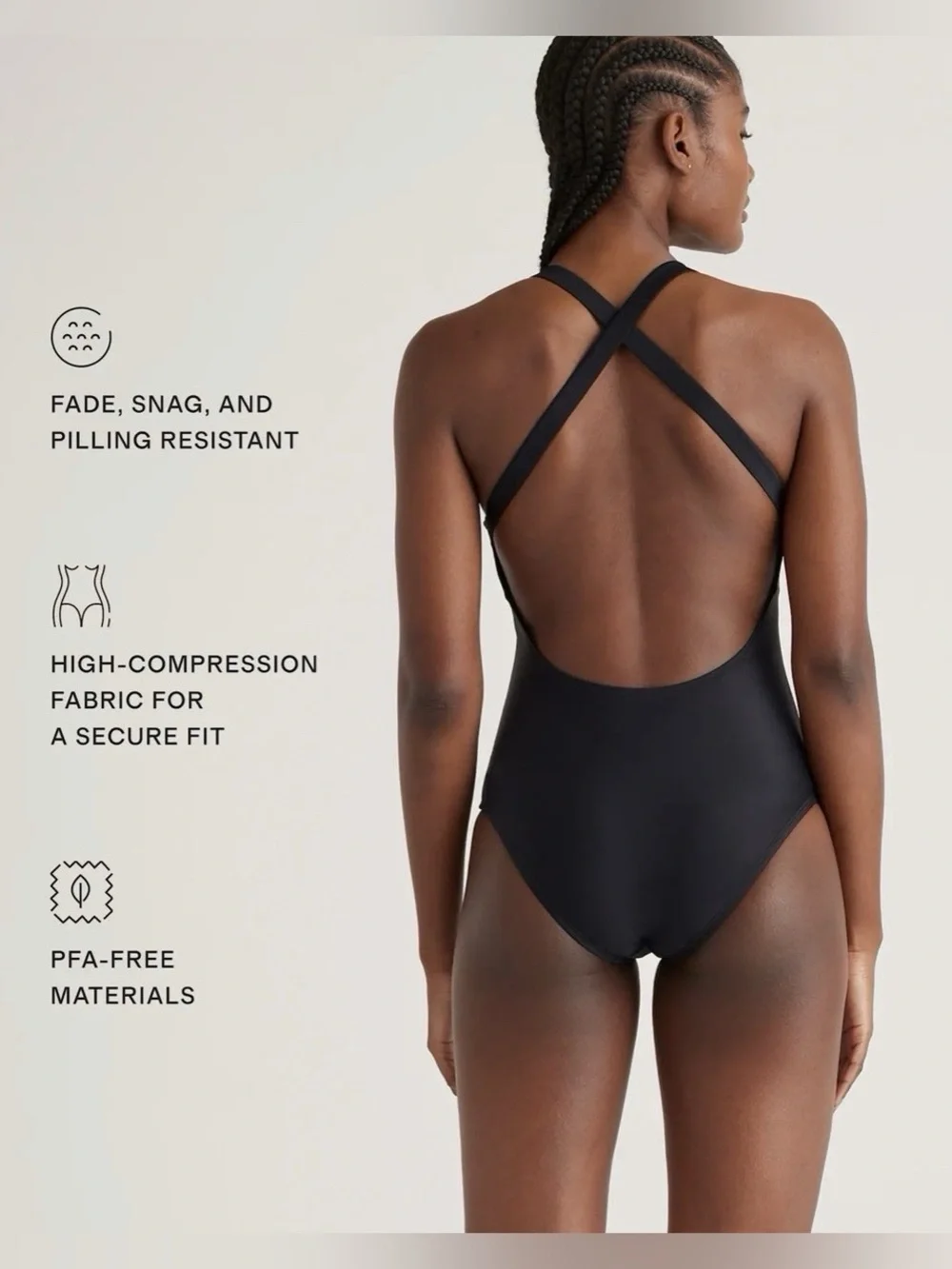 Quince Italian Cross-Back One-Piece Swimsuit Black Size XL E100